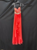 Enuious Couiure Prom Red Strapless Full Length Dress With Beaded Bodice Siz