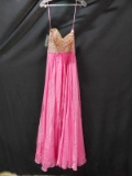 Night Moves Pink Strapless Full Length Dress With Beaded Bodice Size: 2