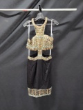 Tony Bowls Black And Gold Cocktail Dress With Beaded Accents Size: 8