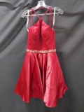 Vienna Red Cocktail Dress With Beaded Waistline Size: 8