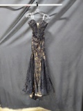 Macduggal Black Strapless Full Length Lace Dress Size: 2