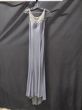 Splash Blue Full Length Dress With Beaded Top Size: 2