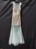 Terani Couture Neutral Full Length Dress With Beading Size: 2