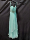 Macduggal Mint Green Strapless Full Length Dress With Beaded Accents Size: