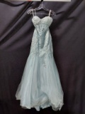 Macduggal Light Blue Strapless Full Length Dress With Beading Size: 4