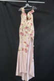 Portia And Scarlett Blush Embroidered Floral Gown With Side Slit Size: S