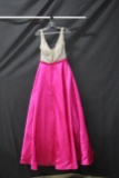 Jovani Pink Full Length Dress With Beaded Top Size: 4