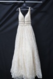 Jovani White Full Length Lace Dress Size: 4
