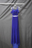 Ashley Lauren Blue Full Length Dress With Beaded Waist Size: 4