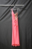 Partytime Coral One Shouldered Full Length Dress With Beading Size: 4