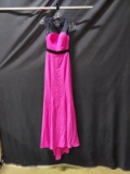 Cassandrastone By Macduggal Pink And Black Full Length Dress Size: 4