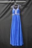 Alyce Paris Blue Full Length Dress With Beaded Accents Size: 4