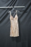 Faviana Champagne Sparkly Cocktail Dress Size: 2