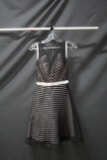 Tony Bowls Black And White Striped Cocktail Dress Size: 0