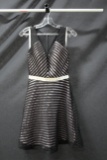 Tony Bowls Black And White Striped Cocktail Dress Size: 4