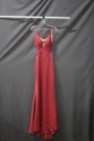 Faviana Red Full Length Dress With Beaded Accents Size: 10