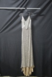 Ashley Lauren Silver Sequined Full Length Dress Size: 6