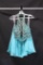 Rachel Allan Blue Two-Piece Halter Style Dress with Beaded Bodice Size: 12