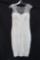 Lucci Lu White Cocktail Dress with Illusion Neckline and Pearl Accents Size