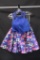 Rachel Allan Blue Two-Piece Halter Style Top with Floral Skirt Size: 10