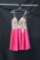 Jovani Pink Cocktail Dress with Gold Lace Bodice Size: 6