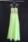 Party Time Green Strapless Full Length Dress with Beaded Bodice Size: No si