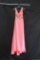 Blush Prom by Alexis Peach Full Length Dress with Gold Sequins Size: 2
