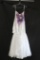 Marys White Full Length Dress with Purple Sparkles Size: 6