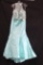 Rachel Allan Aqua Two-Piece with Beaded Top and Full Length Skirt Size: 12