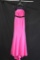 Cassandra Stone by MacDuggal Hot Pink Full Length Dress with Black Detail S