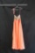Night Moves Orange Full Length Dress with Beaded Bodice Size: 4