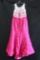 Rachel Allan Hot Pink Full Length Dress with White Lace Bodice Size: 18W