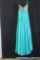 Night Moves Teal Strapless Chiffon Sequin Gown Size: 6