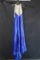 Angela and Alison Blue Full Length Dress with Gold Mesh Size: 6