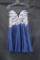 Faviana Blue Cocktail Dress with Floral Appliques Size: 10