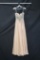 MacDuggal Peach Full Length Dress with Beaded Bodice Size: 8