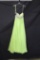 Night Moves Lime Green Full Length Dress with Beaded Bodice Size: 8