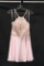 Jovani Pink Halter Style Cocktail Dress with Beaded Bodice Size: 4
