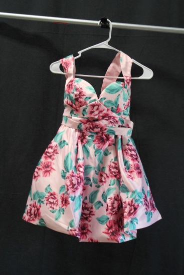 Rachael Allan Pink Floral 2 Piece Mini Dress Size: 2