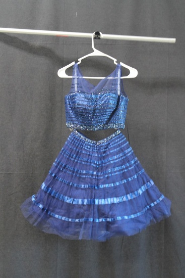 Tony Bowls Navy Blue 2 Piece Sequined Mini Dress Size: 2