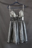 Cinderella Black and White Sequined Cocktail Dress Size: 6