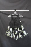 Jovani Black Two-Piece with Lace Top and Floral Skirt Size: 0