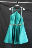 Vienna Green Halter Style Cocktail Dress with Beaded Accents Size: 16