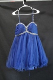 Alyce Paris Blue Strapless Cocktail Dress with Beading Size: 8
