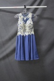 Faviana Royal Blue Cocktail Dress with Lace Bodice Size: 6