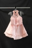 Alyce Paris Pink Two-Piece Satin Halter Style Top and Skirt Size: 4