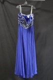 Madison James Blue Full Length Dress with Sequined Bodice Size: 22