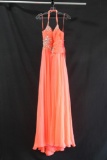 MacDuggal Orange Halter Style Full Length Dress Size: 2