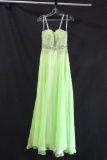 Party Time Green Strapless Full Length Dress with Beaded Bodice Size: No si
