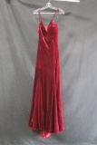Jovani Red Velvet Full Length Dress Size: 6
